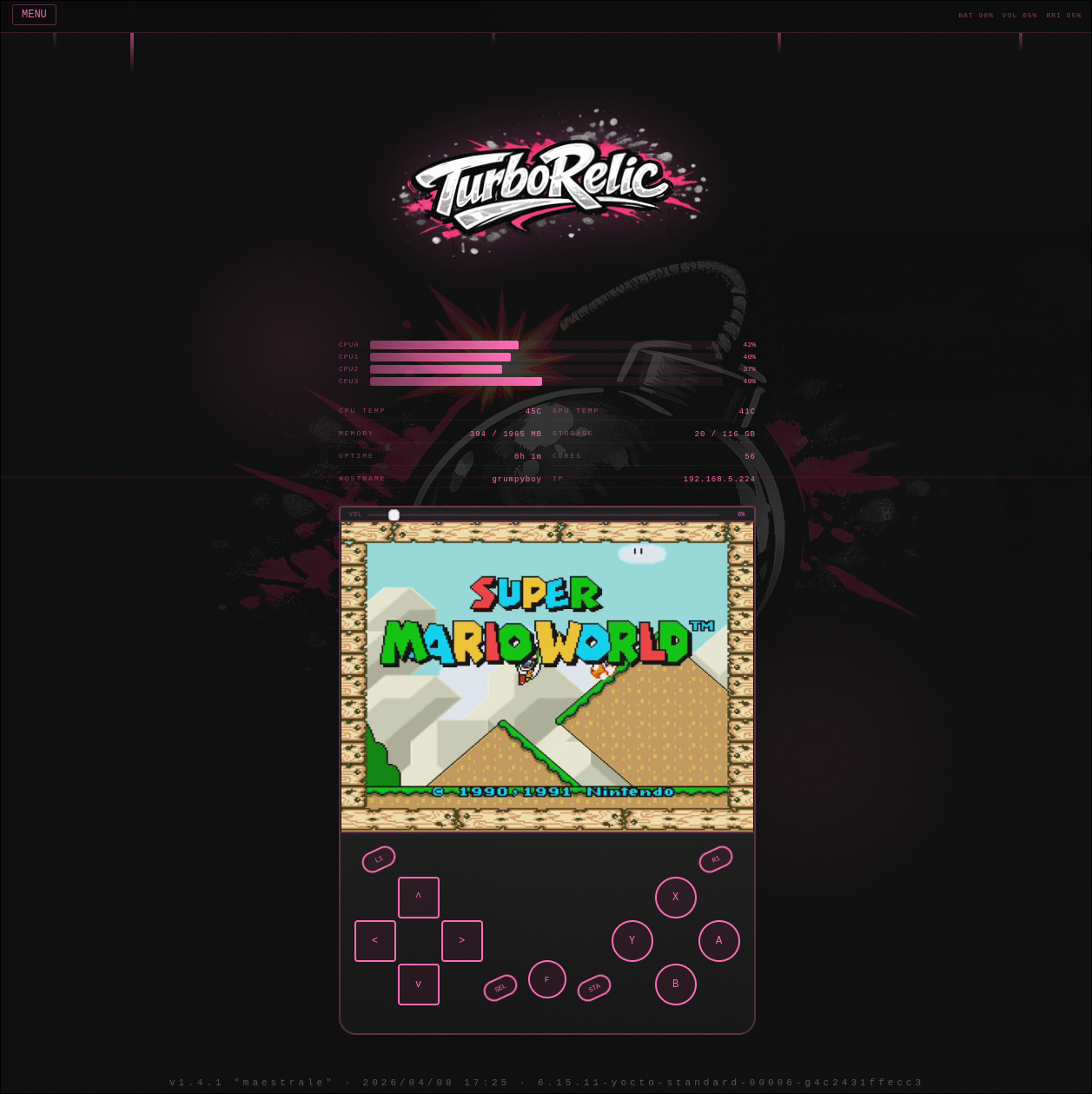 TurboRelic Deck - streaming Super Mario World live from the device